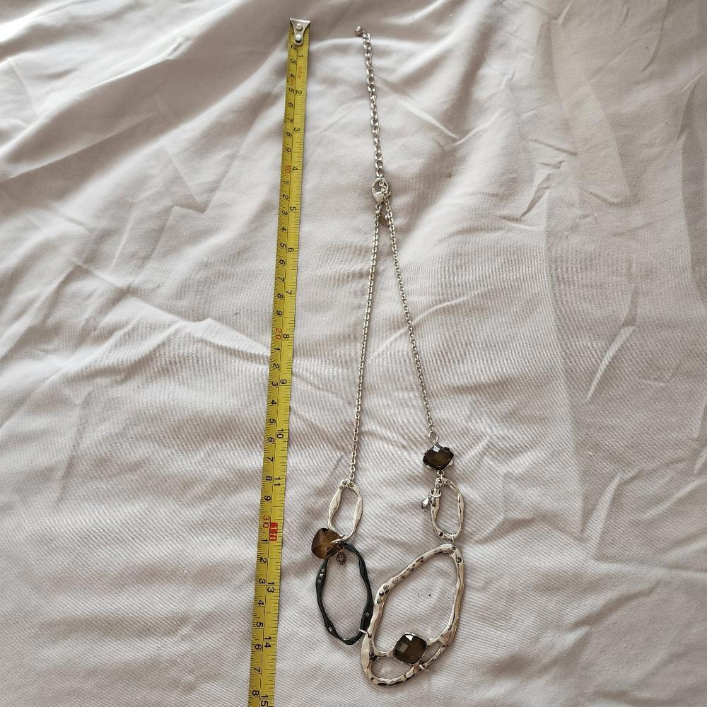 Silver Abstract Stone Necklace - Picture 4 of 7